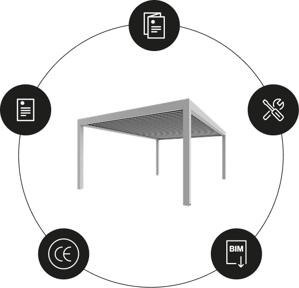 pérgola con iconos
