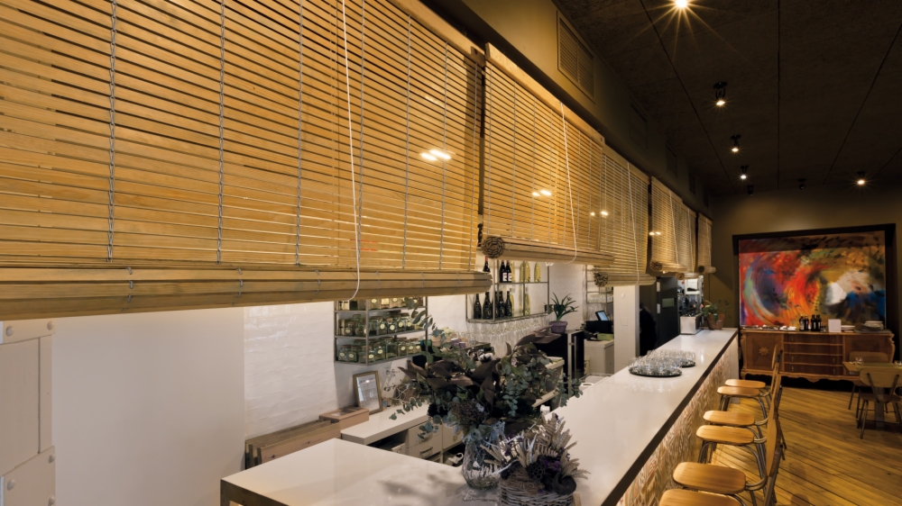 Alicantina shutters installed in a stylish city-centre restaurant