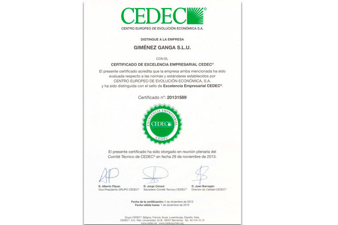 Certificado CEDEC